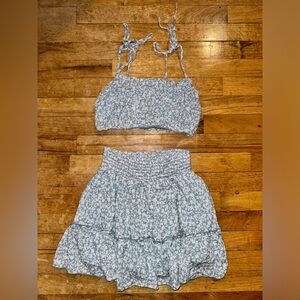 Pink Lily floral skirt set